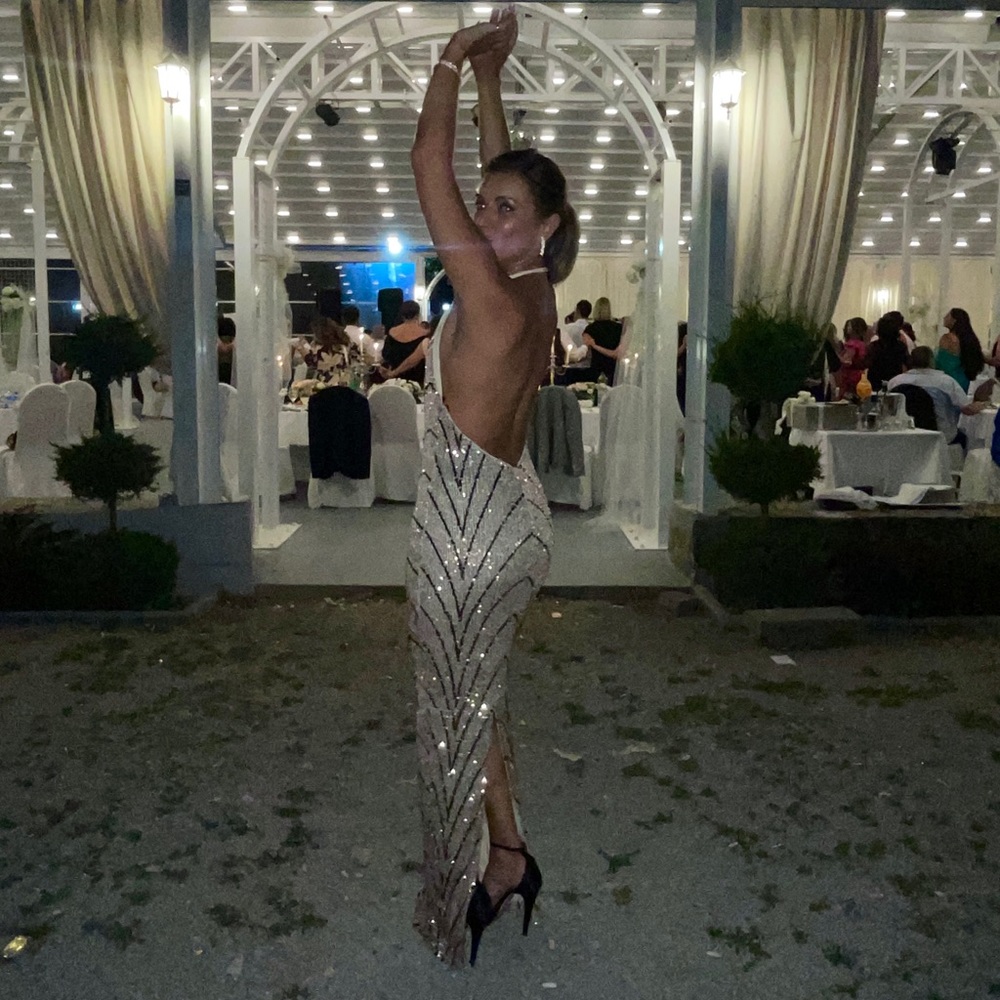 Michael Costello x Revolve Coreen Gown Champagne & Black Medium